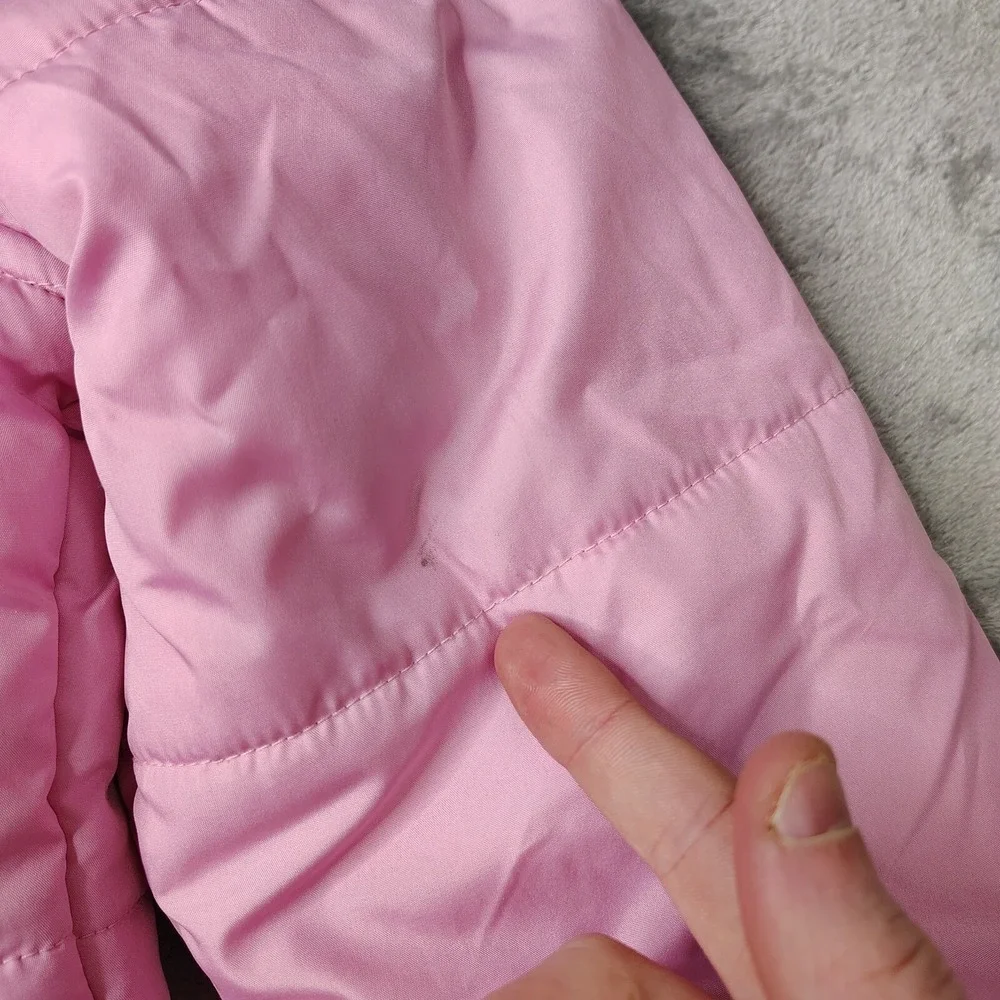 Harley-Davidson Puffer Jacket Kids Size M Pink Rhinestone Logo Full Zip Quilted